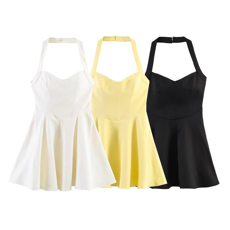 Foreign Trade Wholesale Spring New European and American Style Halter Neck Wide Hem Mini Dress 3152380 Foreign Trade Wholesale Spring New European and American Style Halter Neck Wide Hem Mini Dress 3152380