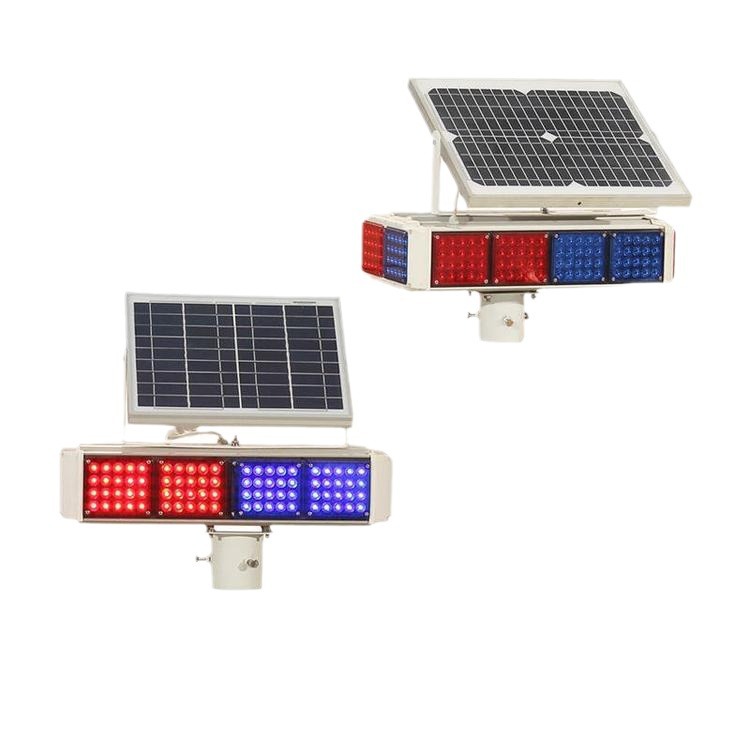 Lámpara estroboscópica solar, luz de advertencia de seguridad de tráfico, luz roja y azul intensa, luz de barricada de doble cara, luz estroboscópica de intersección image 6