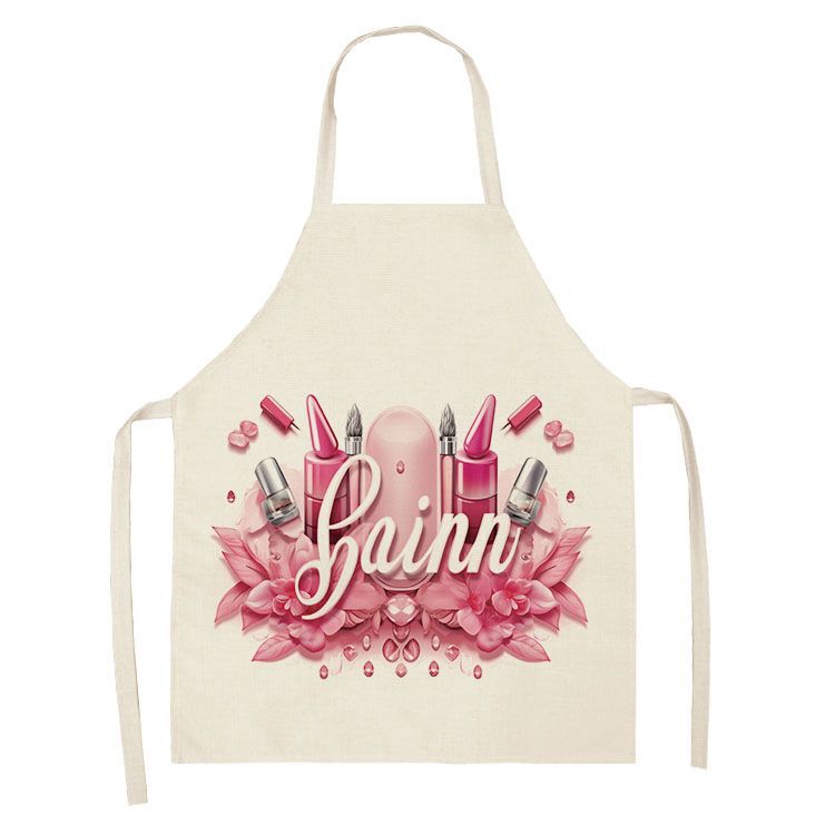 Nueva serie de esmalte de uñas delantal casa cocina supermercado salón de uñas Halter delantal sin mangas logotipo imprimible