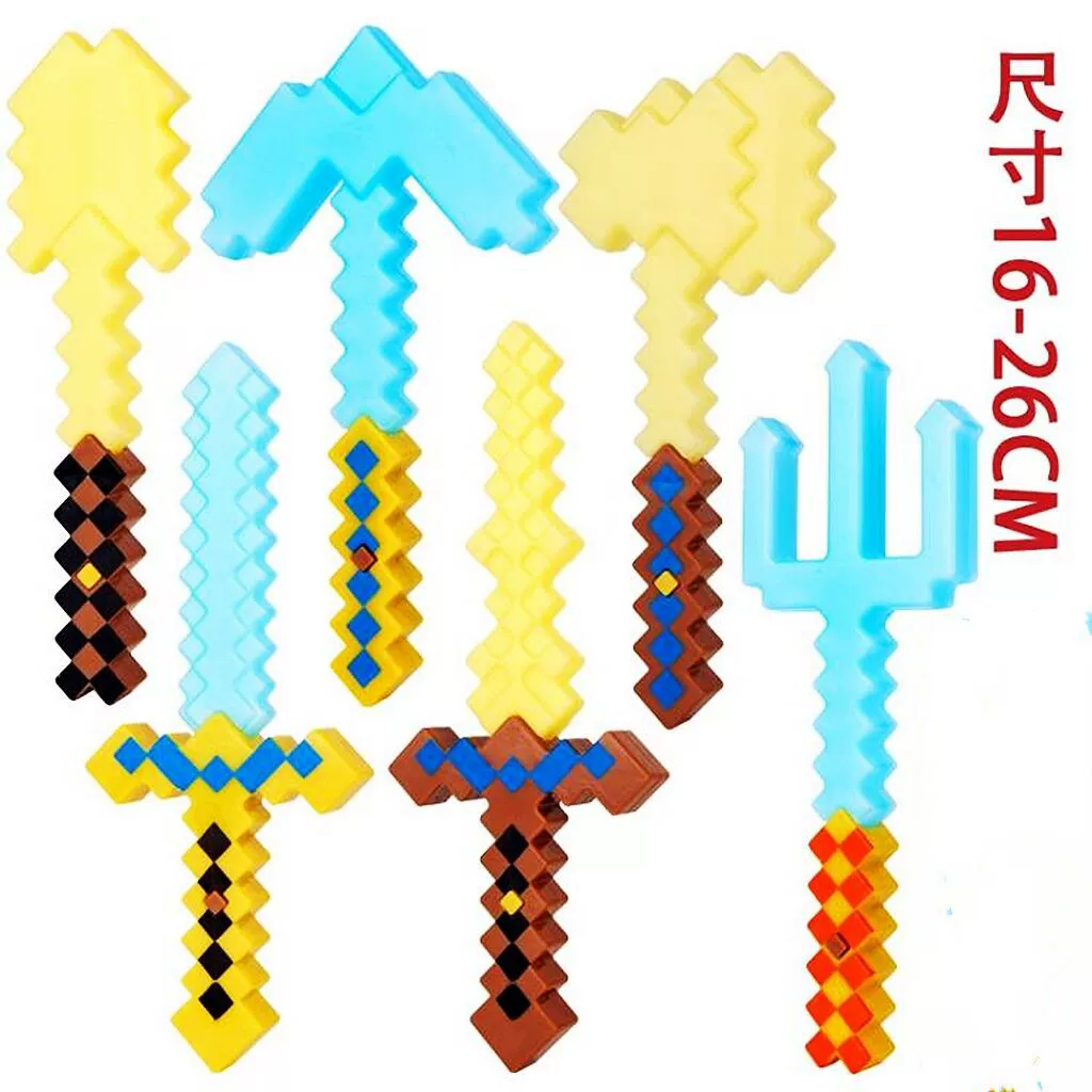 Мой мир пластиковое Оружие Игрушка Алмазный меч трезубец факел детский светящийся звук Кирка факел