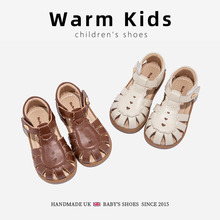 真皮女小童学步鞋镂空夏季新款女童简约凉鞋女孩沙滩鞋子一件代发