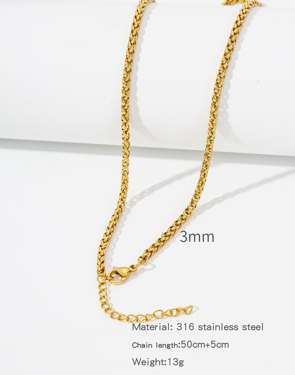 1 Piece Titanium Steel Gold Plated Solid Color Chain display picture 2