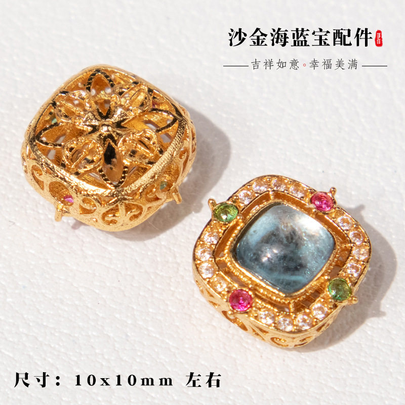 Gold-Plated Copper Accessories, Ancient-Style Bracelet Beads, DIY Handmade Inlay with Southern Red Agate and Beeswax Collection