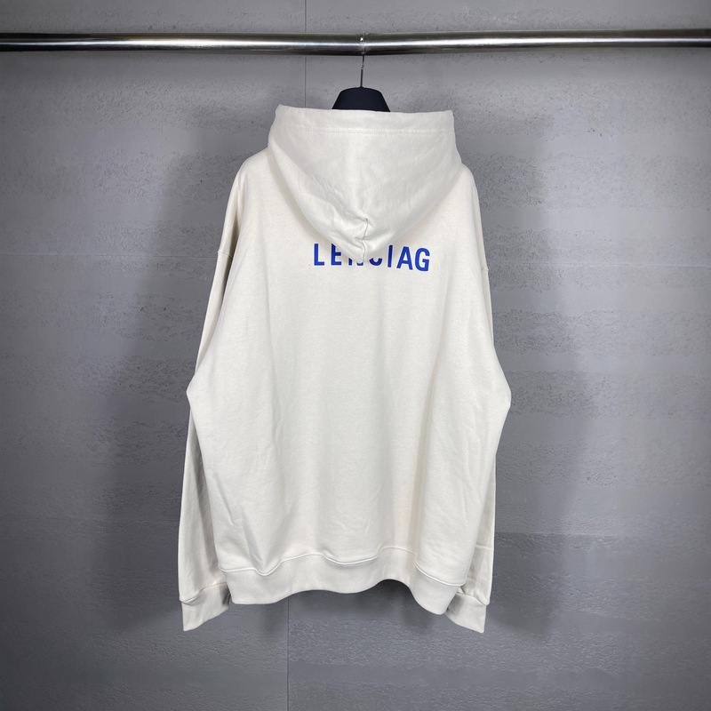 B's High Version 24Ss Heavyweight Paris Front and Rear Classic Logo Letter Printing Men's and Women's Loose Hooded Sweatshirts