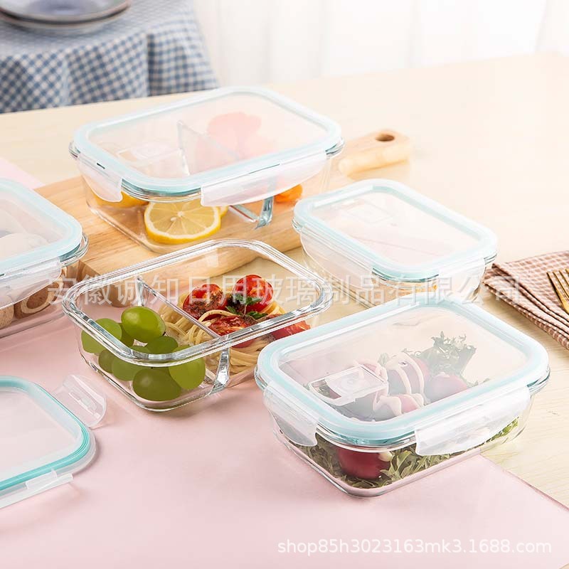 電子レンジ専用高ホウケイ酸ガラス弁当箱耐熱シール家庭用学生弁当箱冷蔵庫新鮮箱|undefined