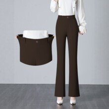 跨境 高腰垂感微喇裤女春秋新款弹力显瘦百搭松紧腰休闲喇叭长裤