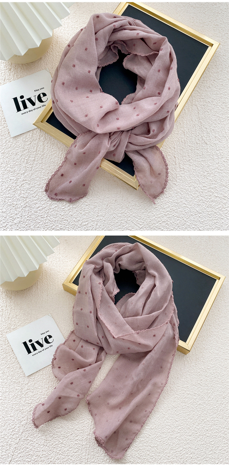 Demi-cercle Coton Et Lin Triangle Foulard Foulard En Soie Foulard De La Mode Coréenne Foulard Foulard Foulard Décoratif display picture 7