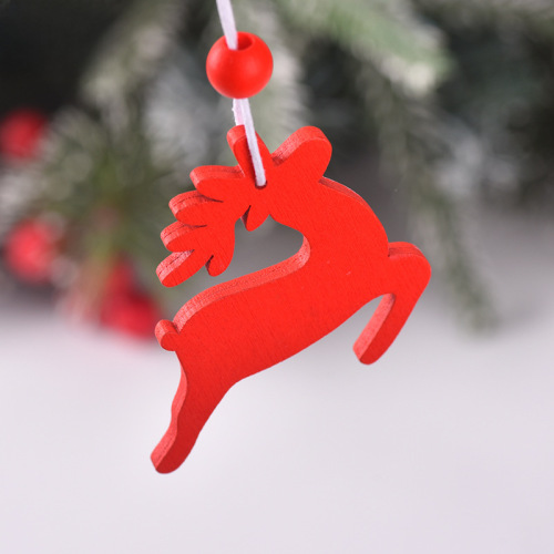 Christmas decoration creative wooden hanging ornaments DIY Christmas tree box set reindeer bell horse angel heart ornaments