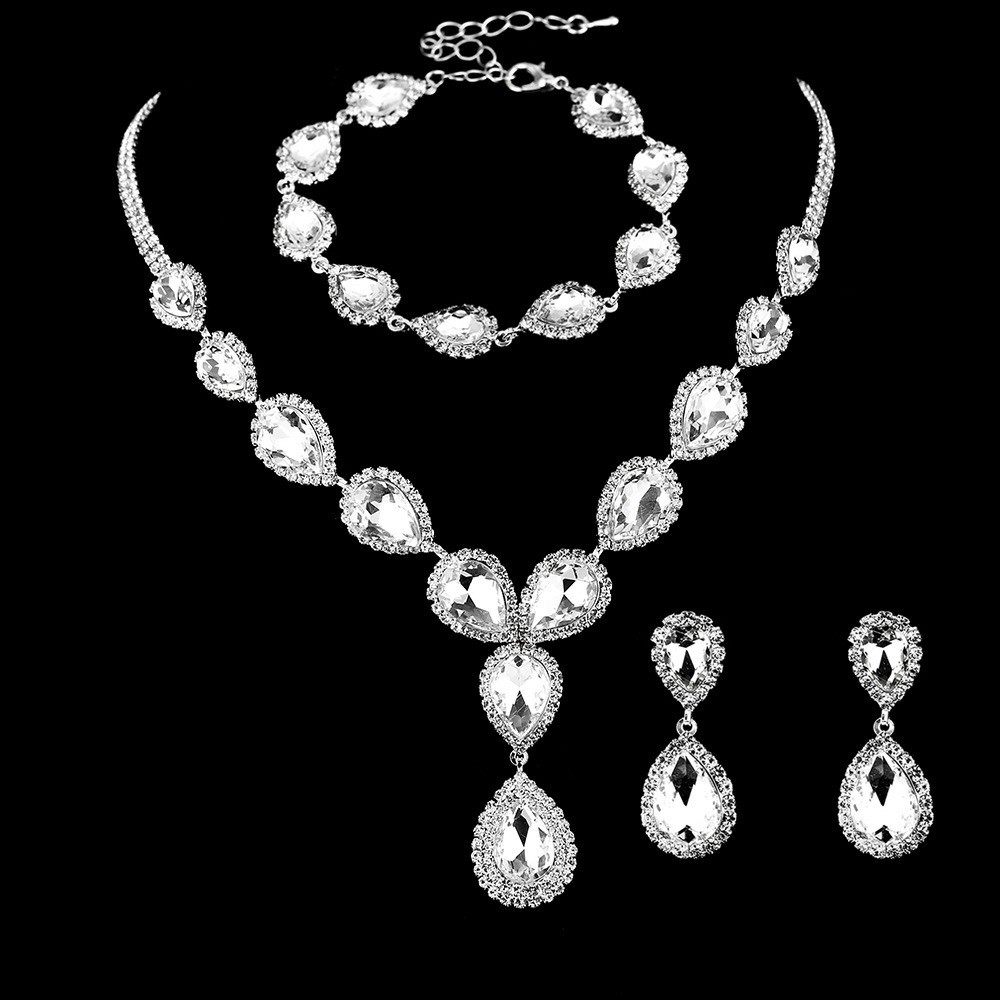 Fashion Crystal Rhinestone Jewelry Necklace Set Bridal Wedding Jewelry display picture 2
