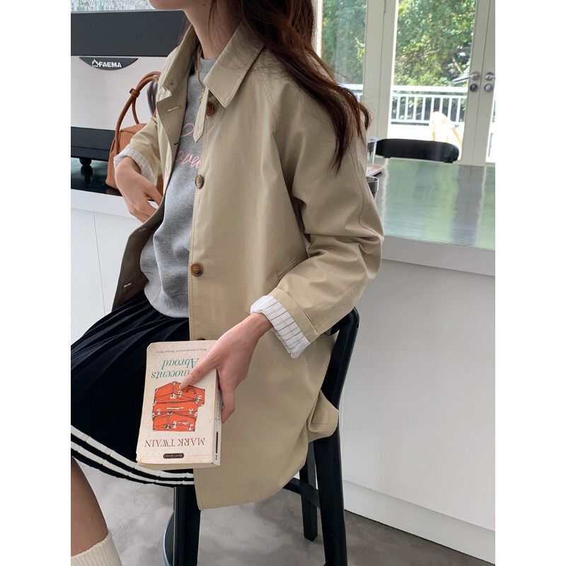 3th Morning London Street Photoshoot British Style Lapel Casual Coat Long ZY2112 3th Morning London Street Photoshoot British Style Lapel Casual Coat Long ZY2112