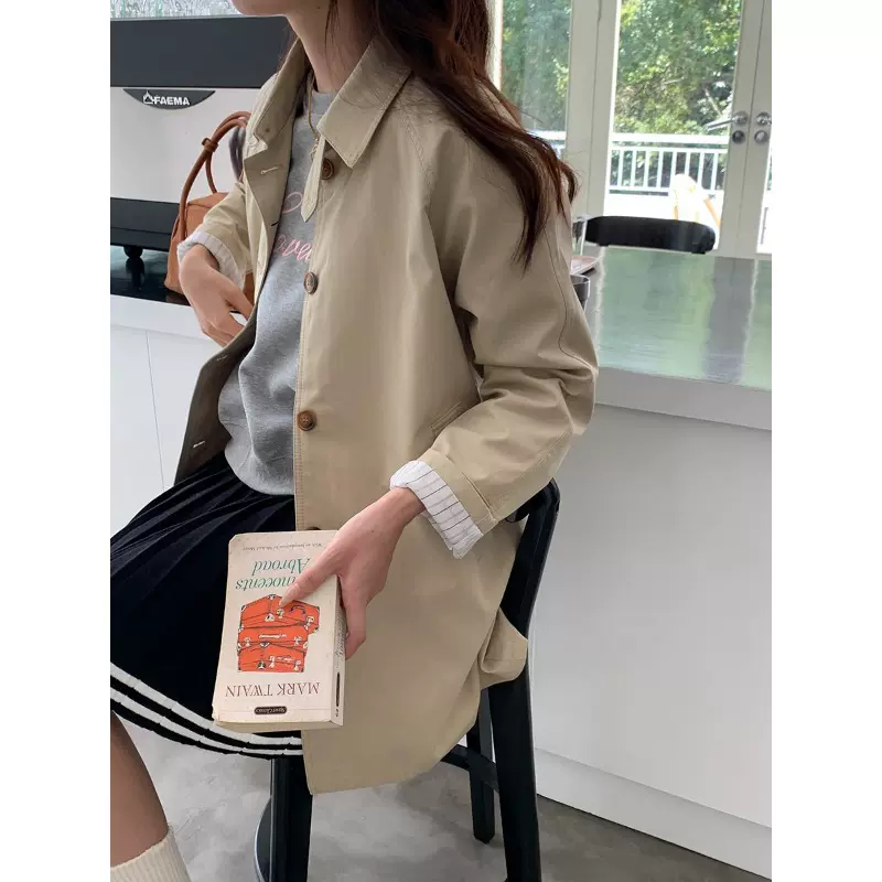 3th Morning 伦敦街拍 英伦风翻领休闲风衣外套中长款ZY2112