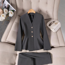 西装套装女春秋新款高端美容师珠宝店前台接待职业工作服西服套装