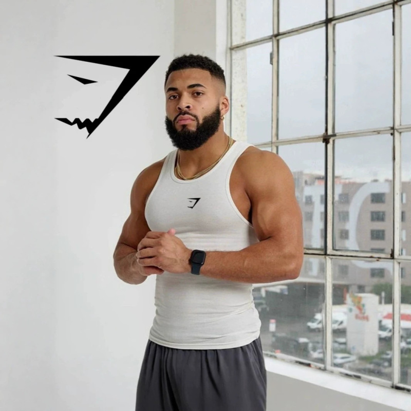 Fitness Vest for Men, Sports Muscle Shark High-Elastic Ribbed Training Breathable Sleeveless Tank Top, Large Size Men's Vest