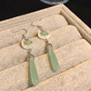 Earrings jade, retro pendant