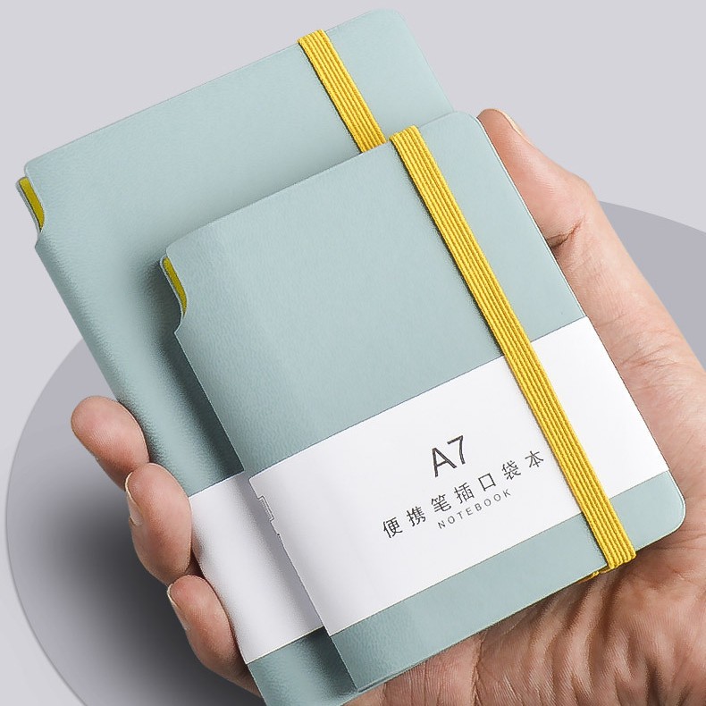 在庫あり卸売A7ストラップ付きメモ帳、ペンホルダー付きレザーポケットノート、A6英単語学習帳、ビジネス手帳