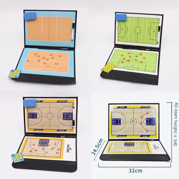Football tactical board color 2.5 fold basketball coach this leather teaching board magnetic with pen factory long-term supply