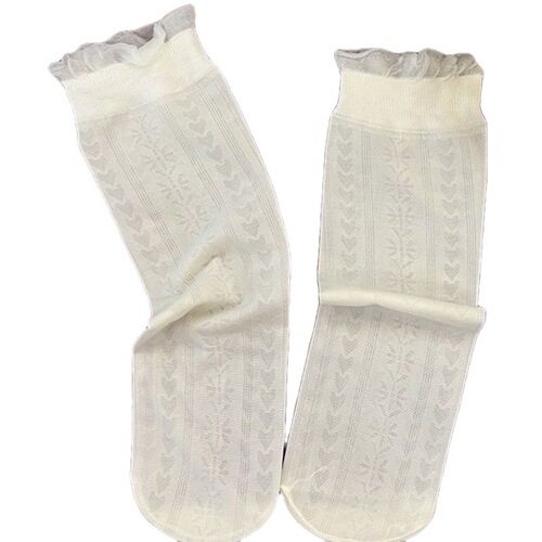 Three pairs of children's ultra-thin heelless socks for summer, breathable ice silk lace socks for girls, breathable mesh pile socks