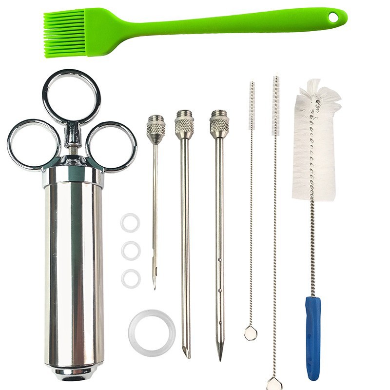 Green silicone and plastic handle brush