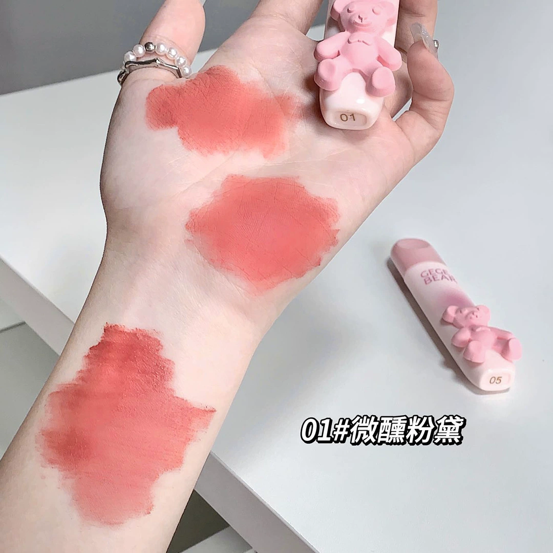 Блеск для губ Gegebear Gogo Bear Tender Color Matte, воздушно-мягкий туман, лип-муд для девушек, бархатная текстура в макияже