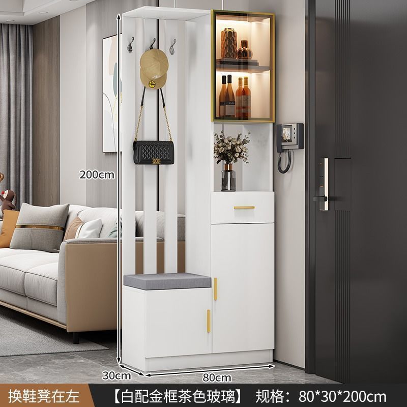 轻奢玄关柜鞋柜一体现代简约多功能客厅玄关隔断柜酒柜鞋凳储物柜|undefined