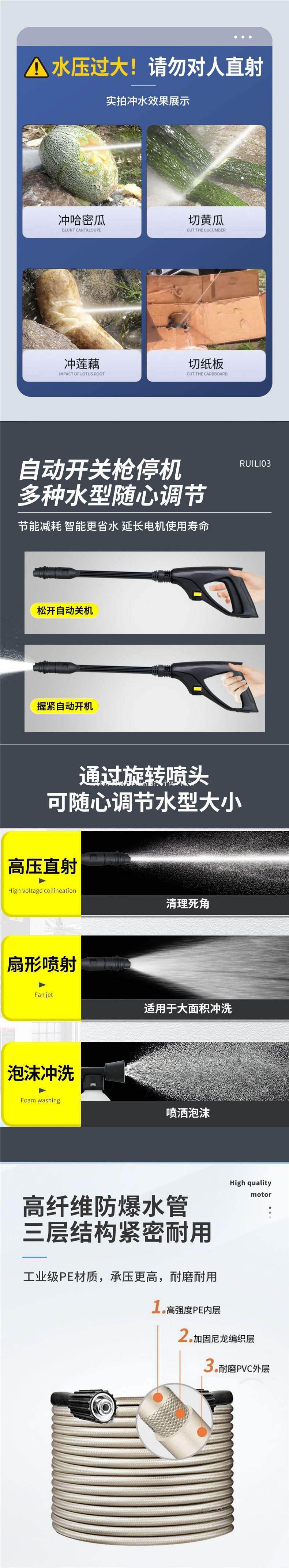 220V high-power household car washer, pressure water gun, new type of floor cleaning booster pump