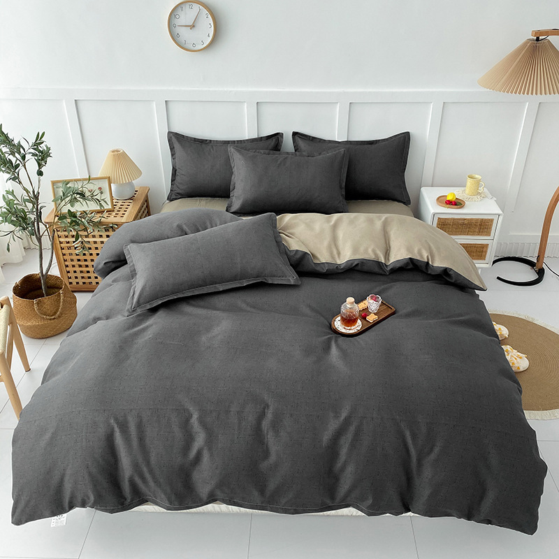 ins小清新亲肤磨毛水洗棉四件套学生单人被套宿舍床单三件套批发