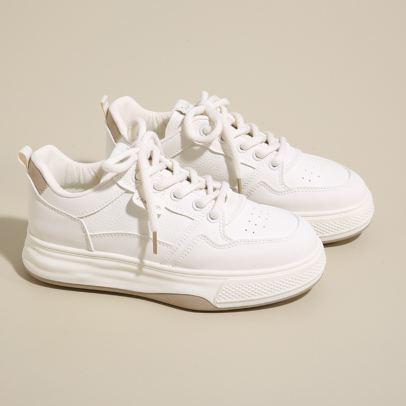2025 primavera zapatos blancos nuevos ins coreanos para niñas zapatos de skateboard de altura gruesa zapatos casuales para mujeres H6518