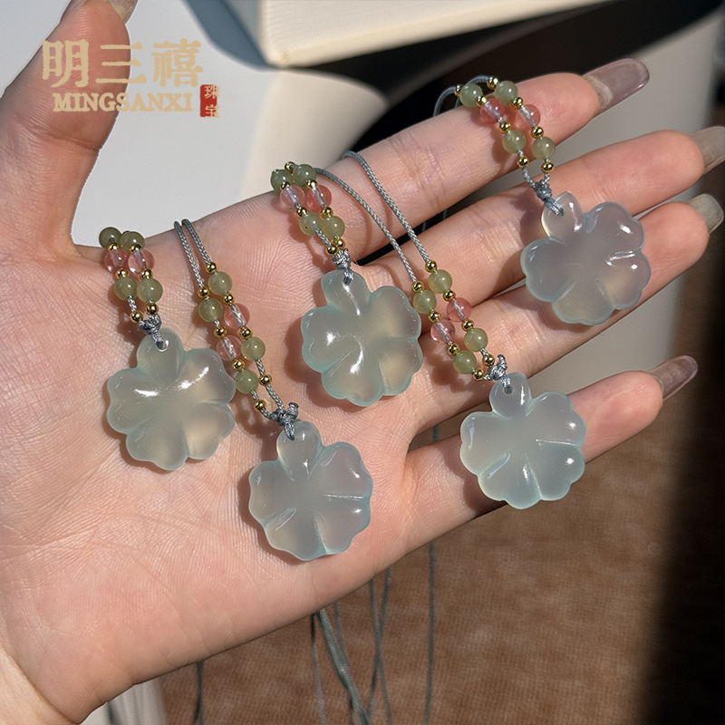 高冰蓝色四叶草1 / 裸坠