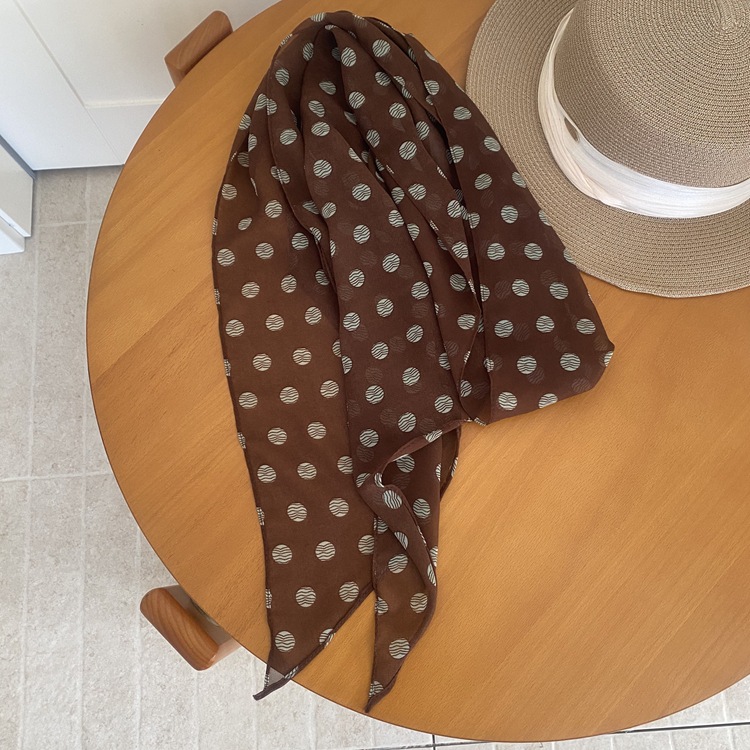 레트로 빅 폴카 도트 레드 브라운