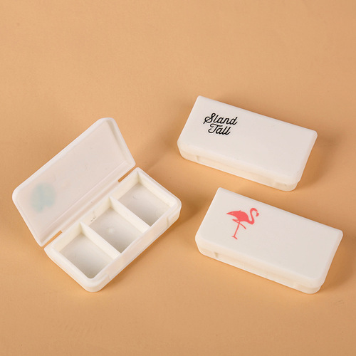 Creative portable three-compartment small pill box, mini pill box, travel medicine dispensing pill box
