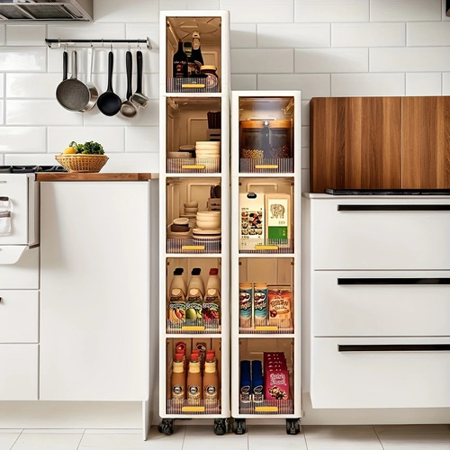 Storage cabinet modern large capacity foldable cabinet multi-layer transparent storage cabinet clothes toys narrow slot cabinet multi-layer foldable