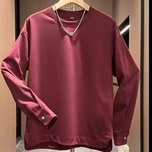 Spring and Autumn Men's Cotton Dopamine Color Shirt Sleeve Trend Fashion All-match Round Neck Designer Fashion Sweepshirt Trendy