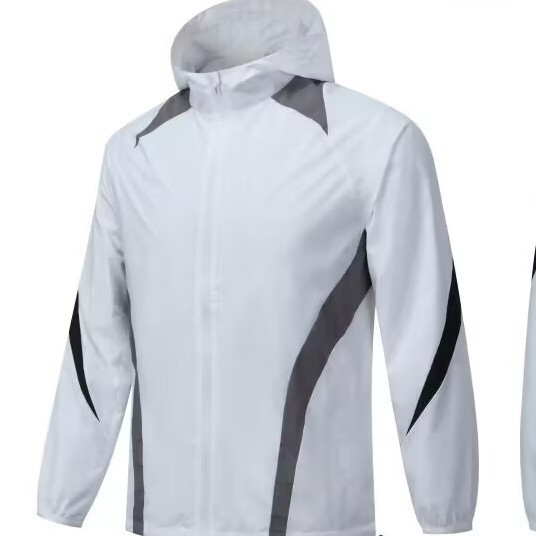 Hooded Sportswear Jacket, Breathable Windbreaker, Double-Layer Waterproof Design, Outdoor Training Windproof Full-Zip Top for Men