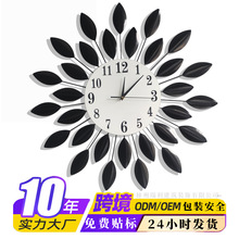 家居装饰创意挂钟时钟静音工艺轻奢外贸金属镶钻满天星壁挂铁艺钟