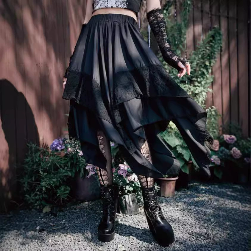 2025 Трансграничная темная готическая панк-юбка для горячих девушек с кружевом на Хэллоуин Amazon AliExpress