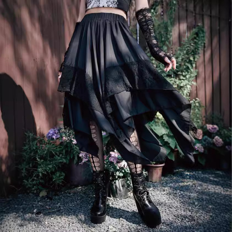 2026 Cross-Border Dark Gothic Punk Hot Girl Lace Patchwork Halloween Skirt Amazon Aliexpress 2026 Cross-Border Dark Gothic Punk Hot Girl Lace Patchwork Halloween Skirt Amazon Aliexpress