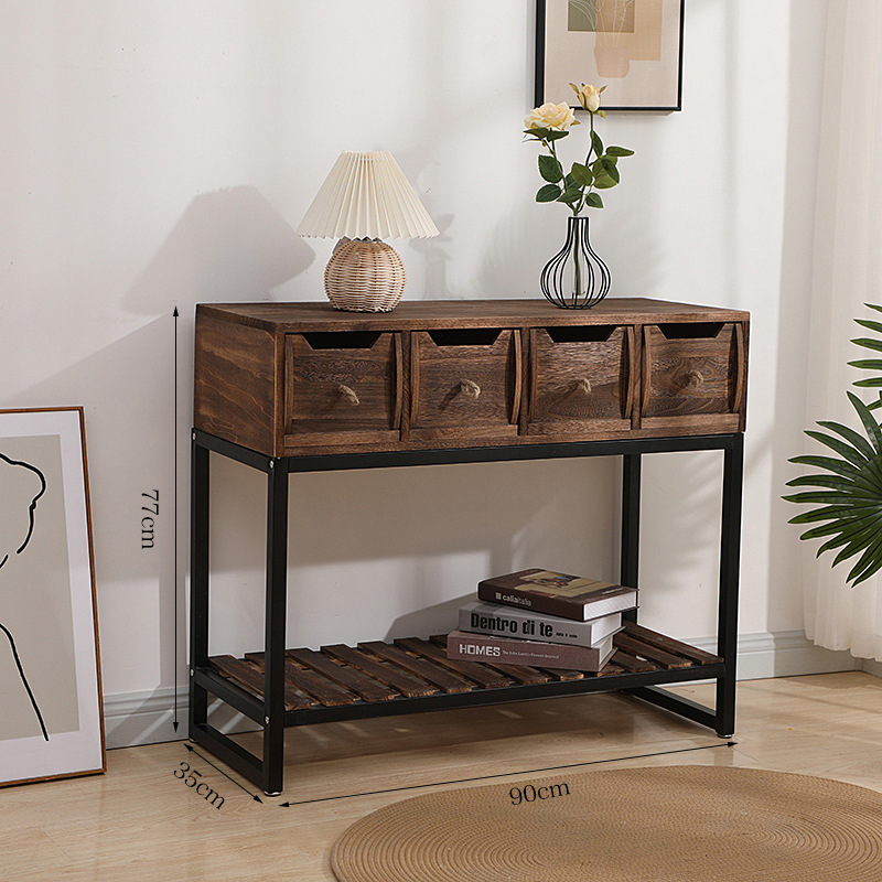 Venta al por mayor de almacenamiento de hierro vintage pintado pecho de cajones gabinete pasillo pequeño apartamento TV gabinete dormitorio almacenamiento balcón gabinete