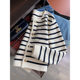 Black and White Contrast Striped Soft Waxy Sweater Coat Women's 2024 Spring and Autumn Outer Wear Age-reducing Short Knitted Cardigan Top