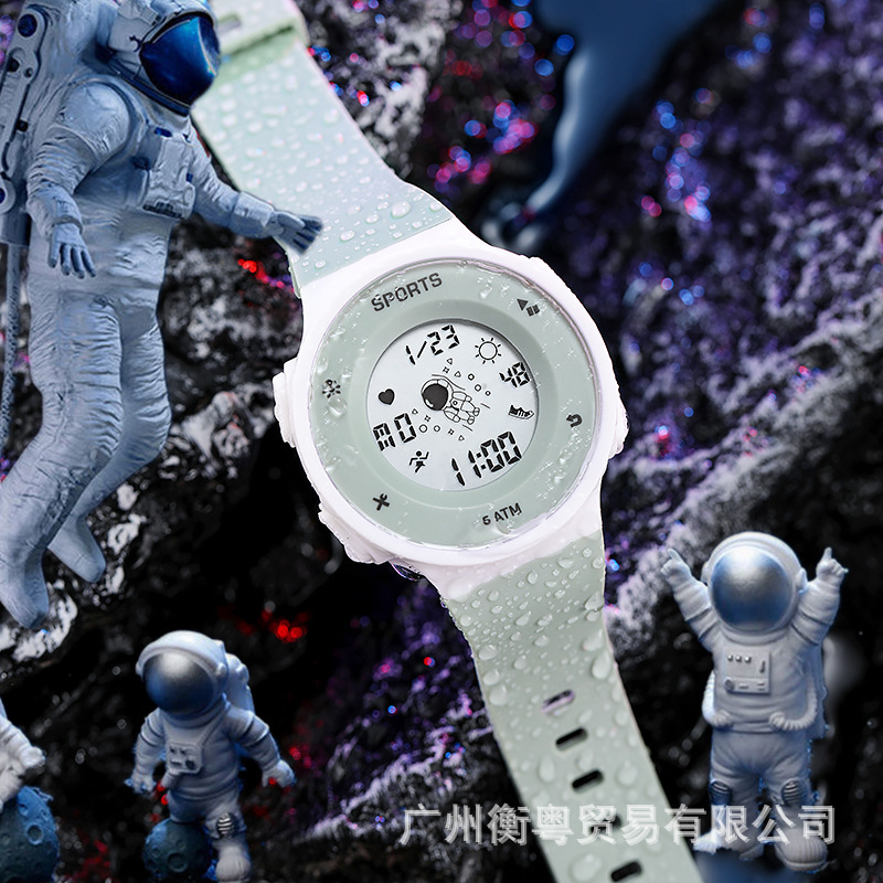 Tiktok mismo estilo astronauta reloj masculino y femenino estudiantes jóvenes natación impermeable luminoso deportivo reloj electrónico