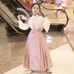 Children's Mamian Skirt Spring Set 2024 New Tang Suit Girl Spring Hanfu National Trend Wedding Flower Child Dress