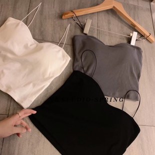 Oil Painting Girl's Camisole Women's Modal Thread Cotton Breathable Wrap Chest with Chest Pad All-match Beautiful Back Small Vest