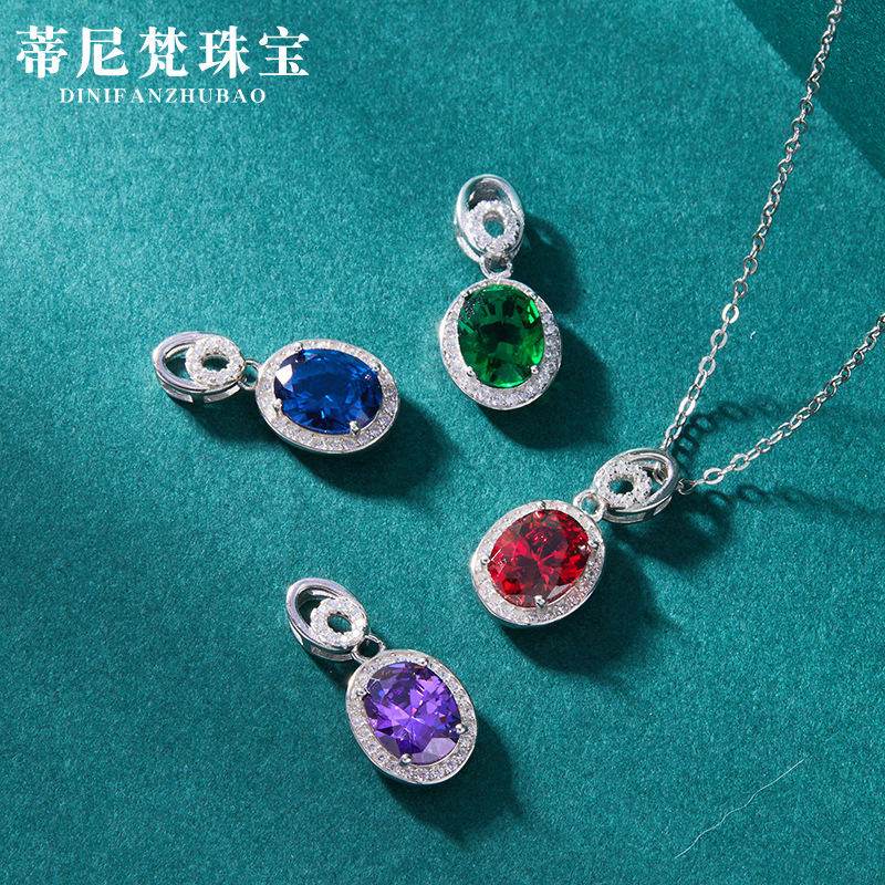 Joyería al por mayor 925 Collar de plata estilo coreano colorido colgante cristal Taobao Producto popular entrega de una sola pieza