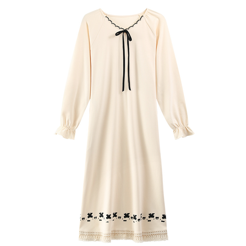 Pijama de primavera y otoño de algodón 2025 nuevo algodón largo simple de alta calidad y tamaño grande se puede usar fuera