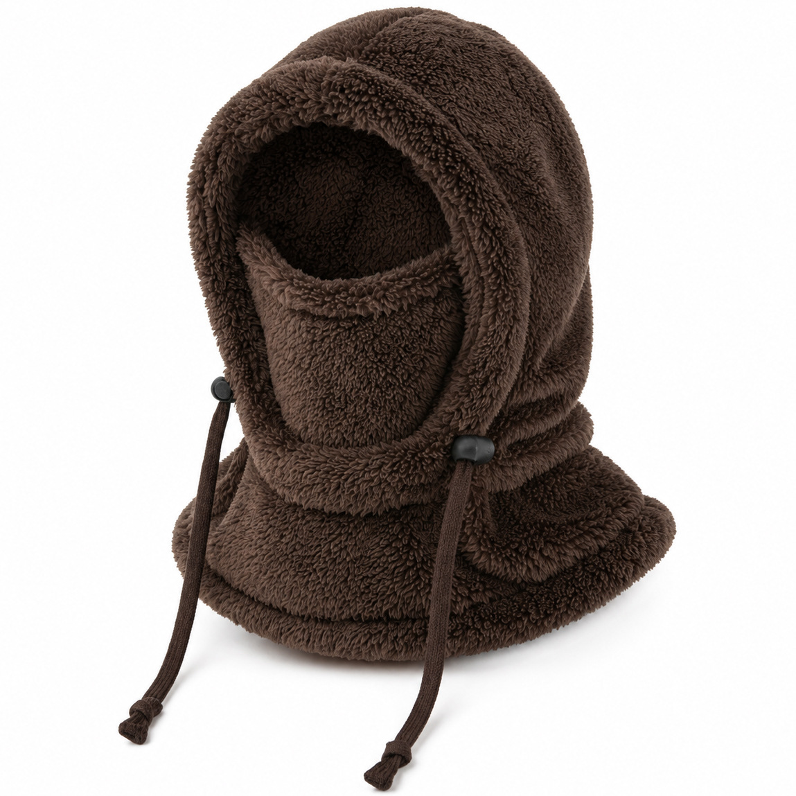 Autumn and winter fleece-lined thickened pullover hat with ear protection, windproof cotton hat for outdoor cycling, warm neck warmer and mask integrated hat