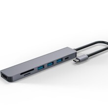 Tpye-c转HDMI拓展坞7合1扩展坞TF/SD读卡器usb hub铝合金扩展坞
