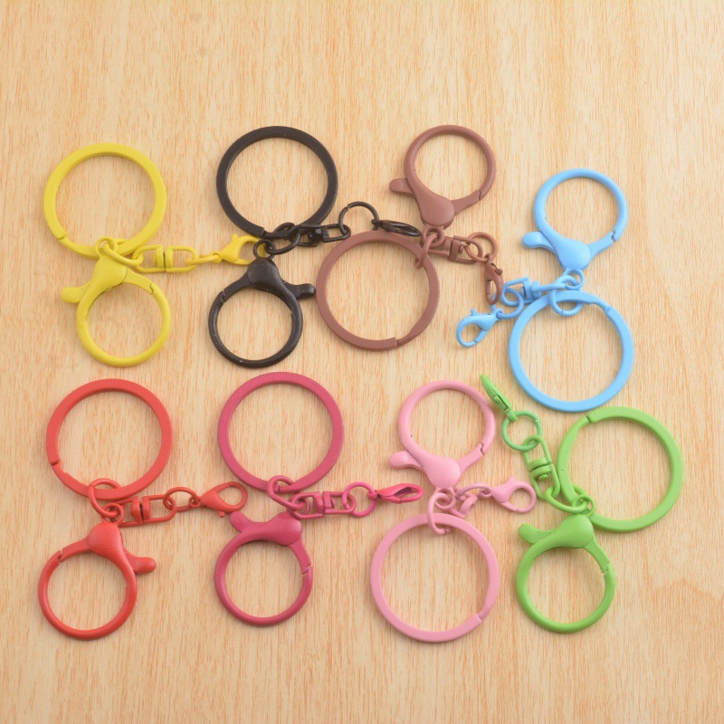 彩色烤漆锌合金 八字平圈龙虾扣+14mm龙虾扣四件套钥匙扣挂扣配件
