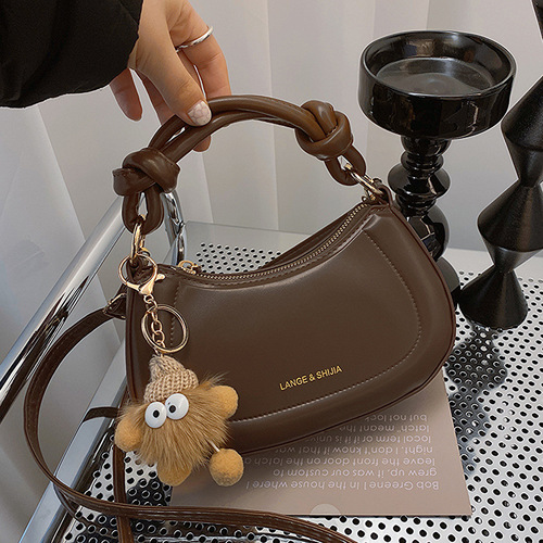 The 2025 Spring Popular Fashion Versatile Solid Color Knot Top Handle Bag Korean Style Crossbody Bag for Women