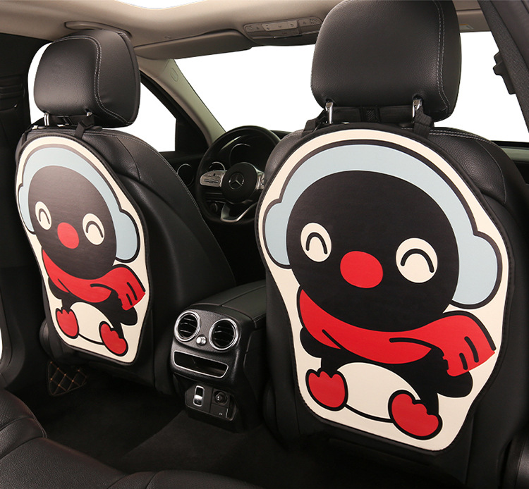 Penguin Cute Lady Cartoon Car Seat Back Anti-Kick Pad Universal Car Seat Anti-Stain Pad Anti-Dirt Pad for Back Seat