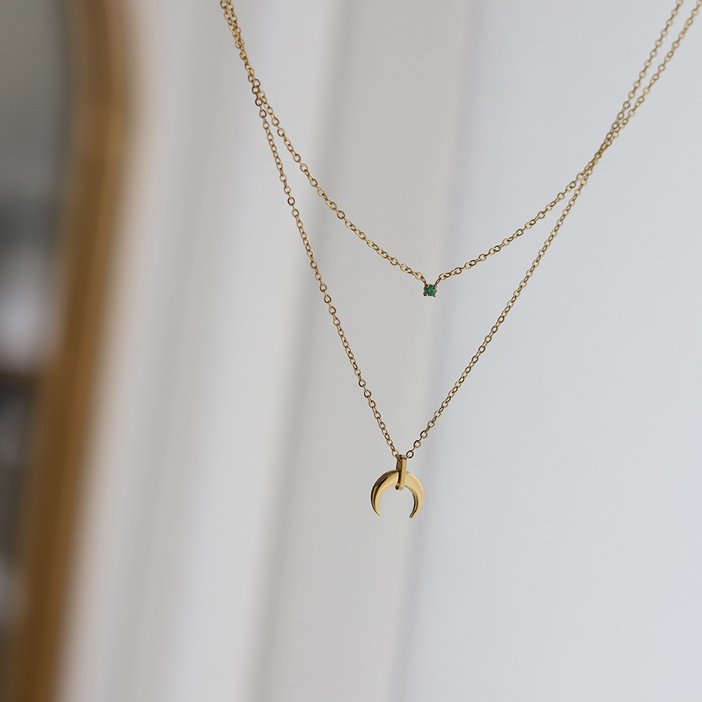 Streetwear Moon Titanium Steel Necklace 1 Piece