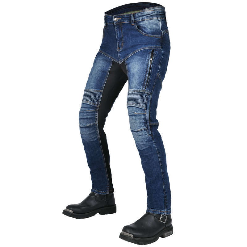 VOLERO Pantalones vaqueros de la motocicleta de los hombres y de las mujeres de verano de malla Transpirable de cintura alta pantalones de montar moto Kevlar pantalones anti-caída